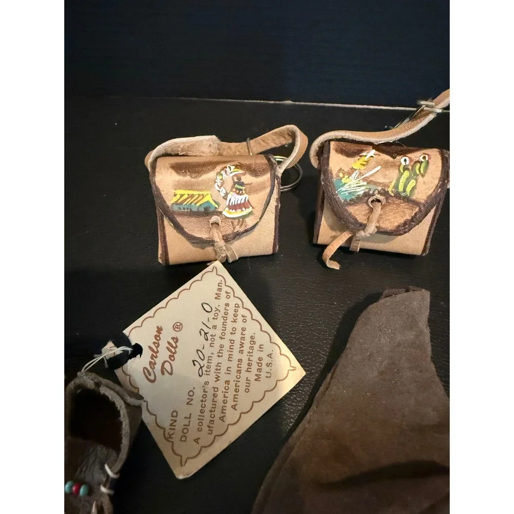 Carlson Dolls Small Doll Accessories Brown Leather Moccasins Pouch Boots